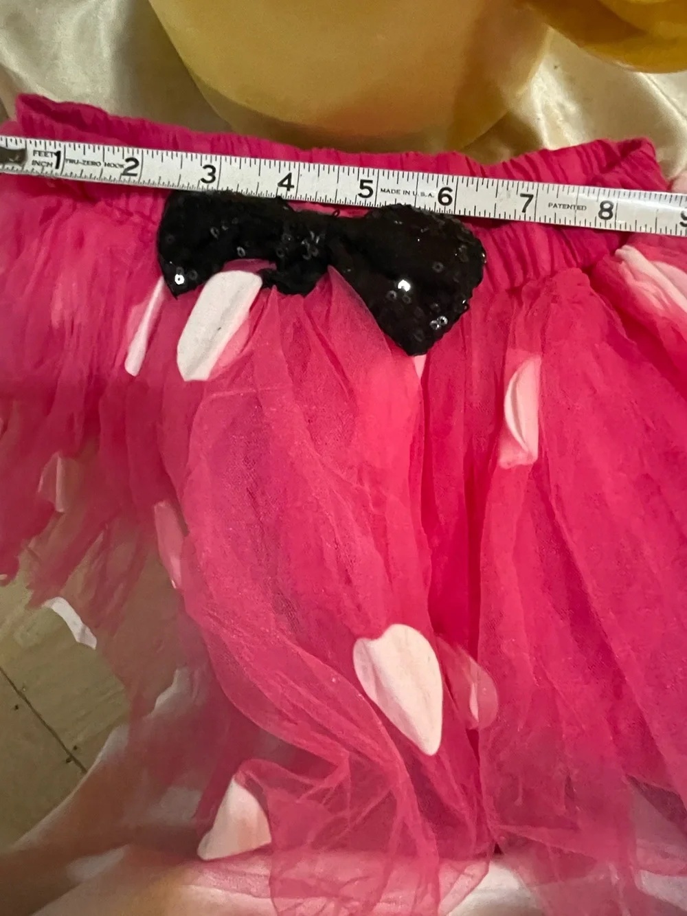 Disney Hot Pink Polka Dot Tulle Skirt with Black Sequin Bow